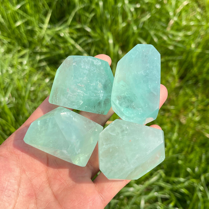 Natural Green Fluorite Freeform Crystal