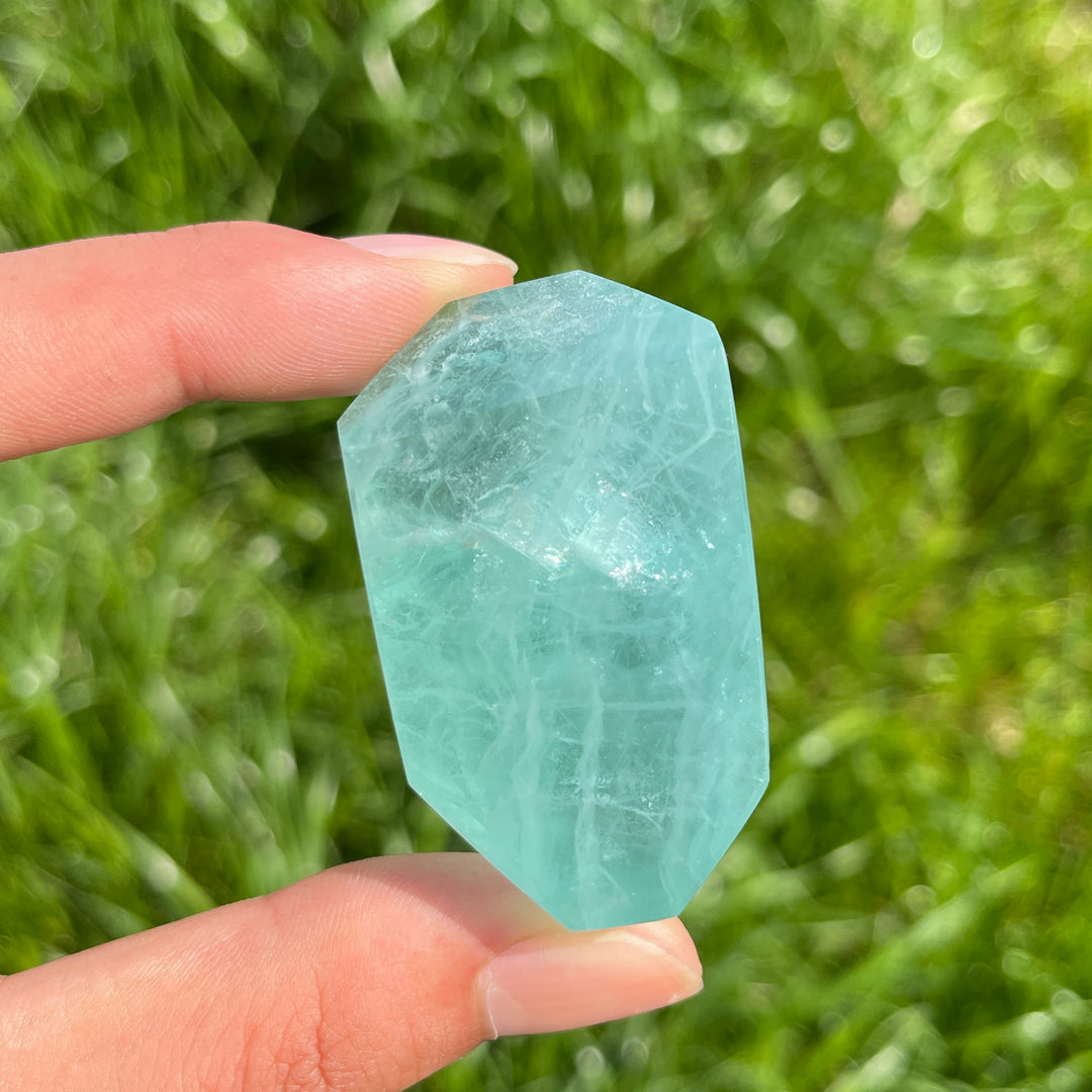 Natural Green Fluorite Freeform Crystal