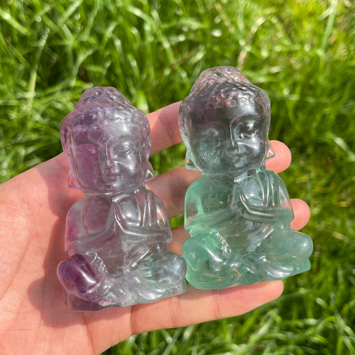 Natural Fluorite Crystal Baby Buddha Carving