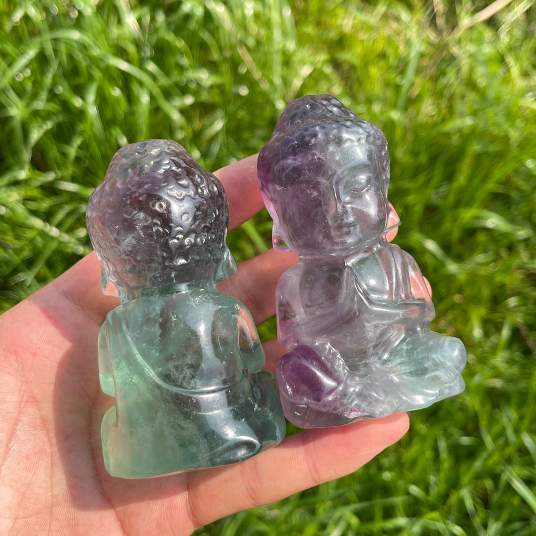 Natural Fluorite Crystal Baby Buddha Carving
