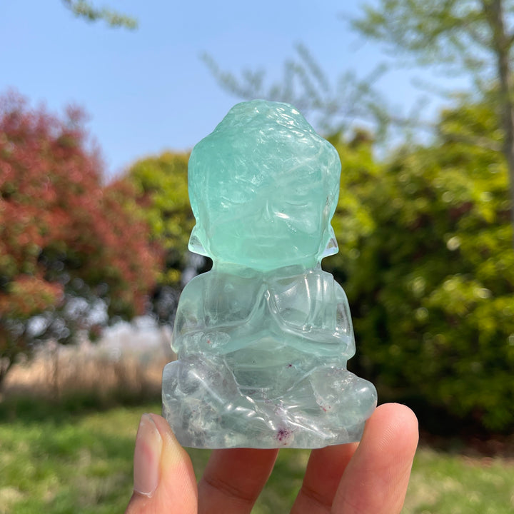 Natural Fluorite Crystal Baby Buddha Carving