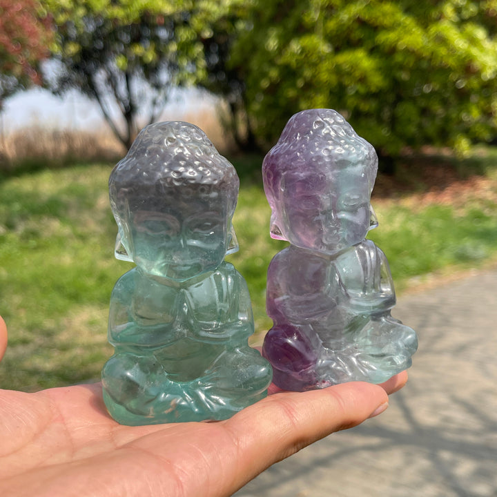 Natural Fluorite Crystal Baby Buddha Carving