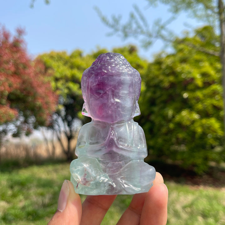 Natural Fluorite Crystal Baby Buddha Carving