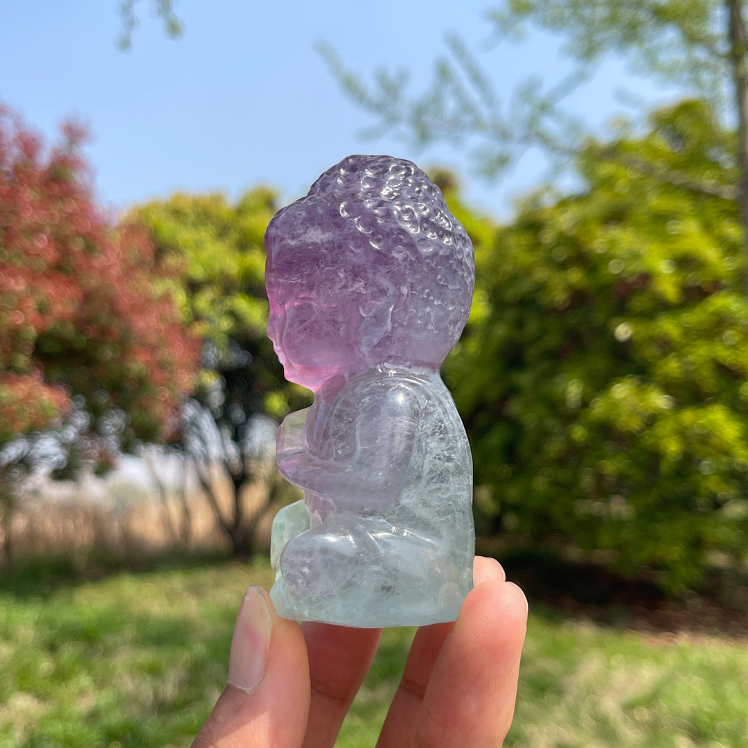 Natural Fluorite Crystal Baby Buddha Carving