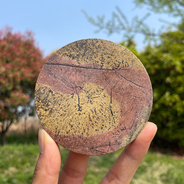 Natural Crystal Picture Jasper Round Slice