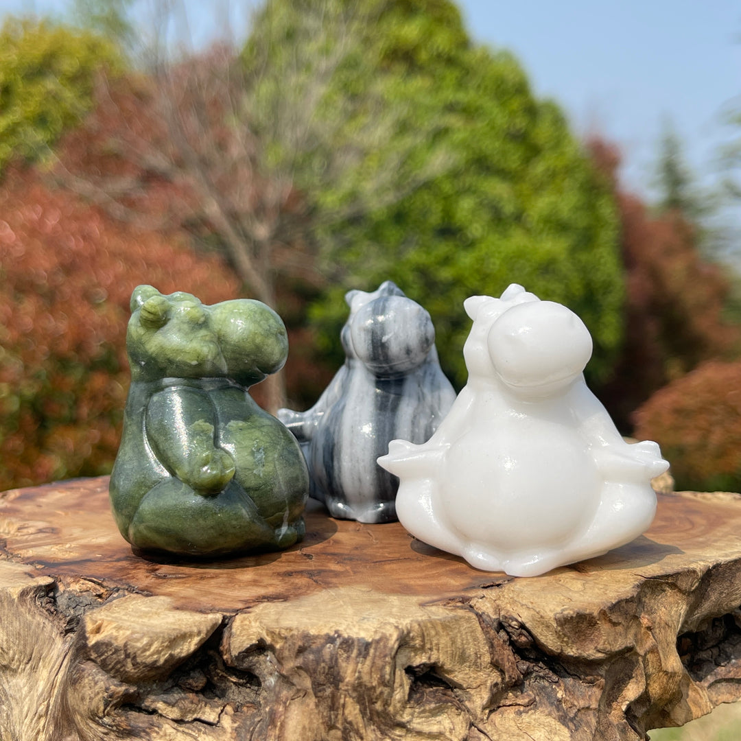 Natural Crystal Carving Meditating Hippo
