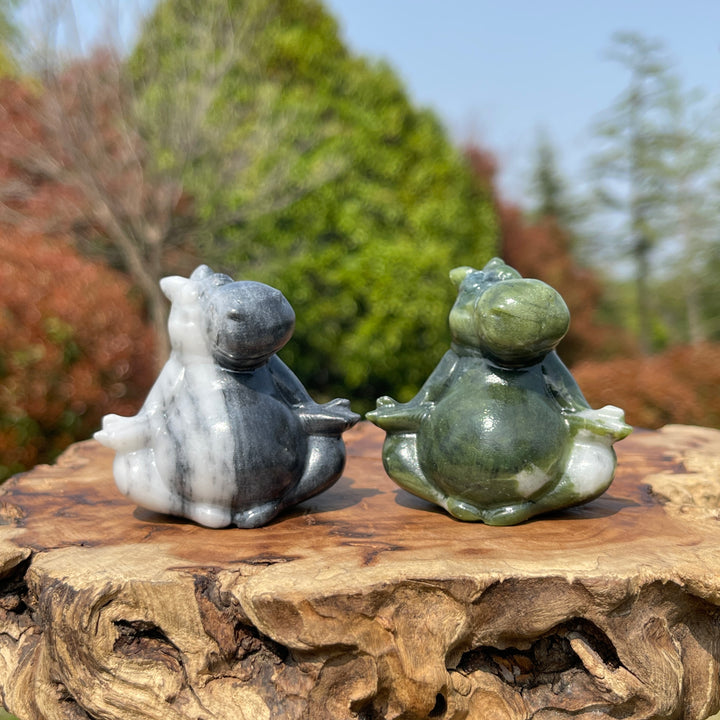 Natural Crystal Carving Meditating Hippo