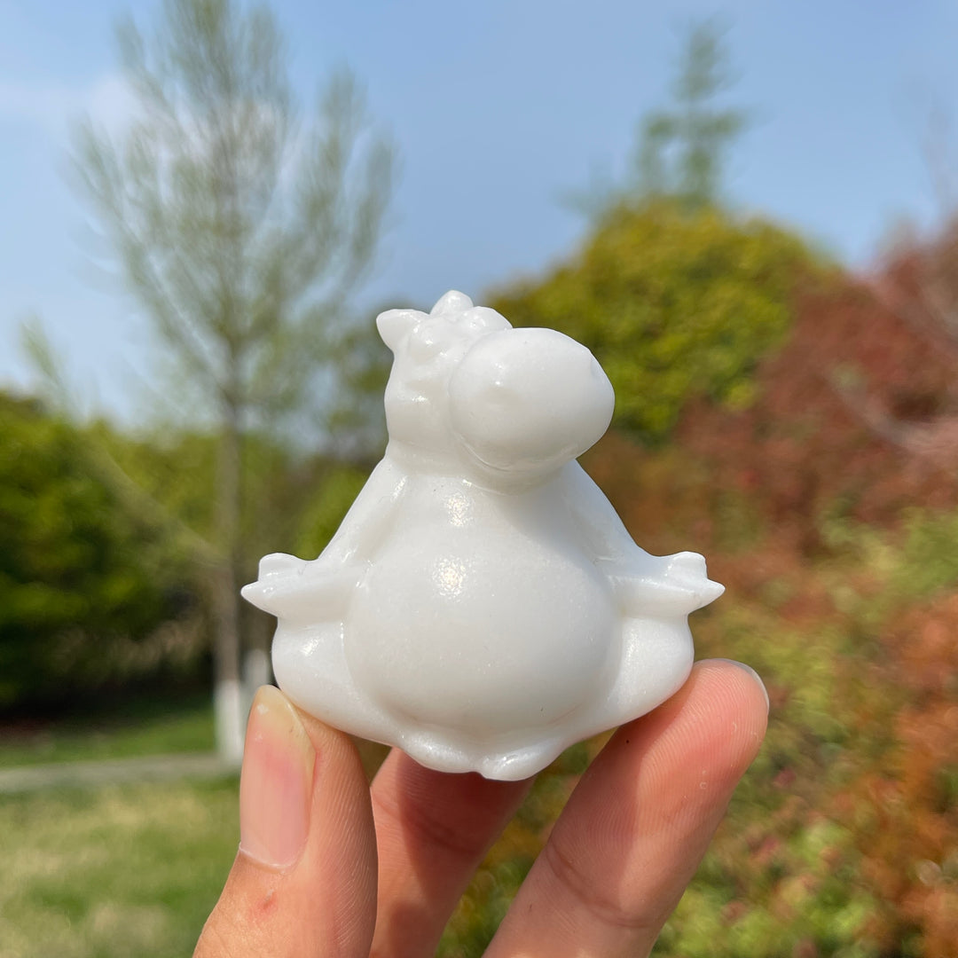 Natural Crystal Carving Meditating Hippo
