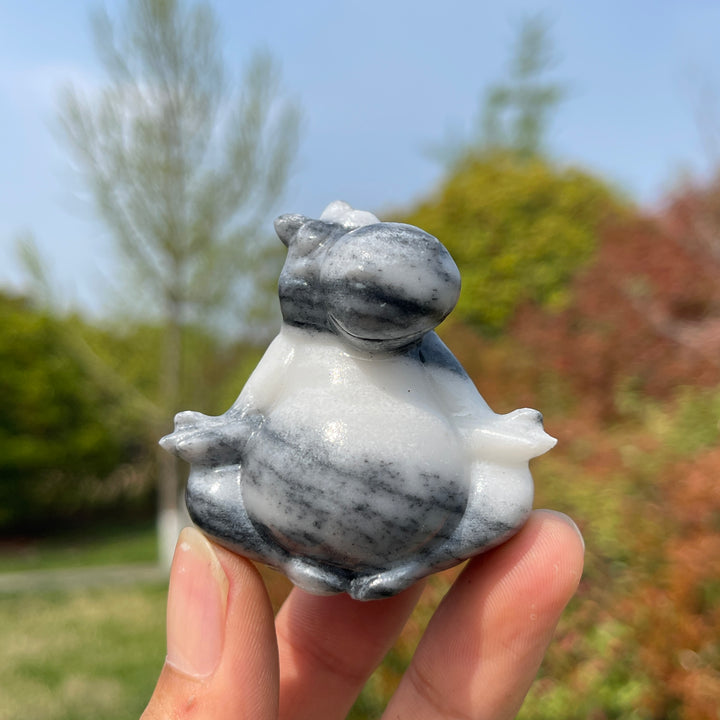 Natural Crystal Carving Meditating Hippo