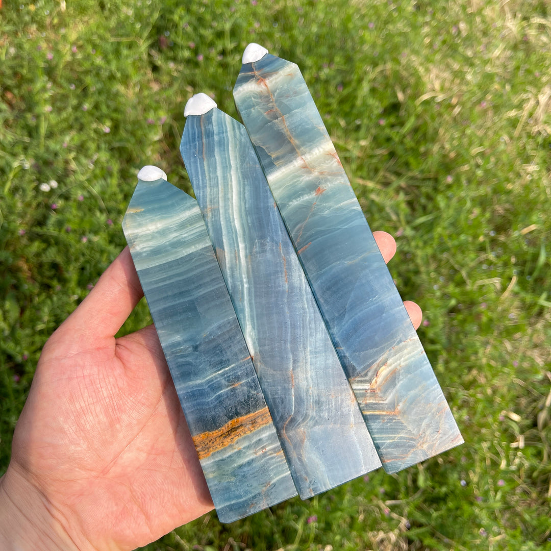 Natural Lemurian Aquatine Calcite Point