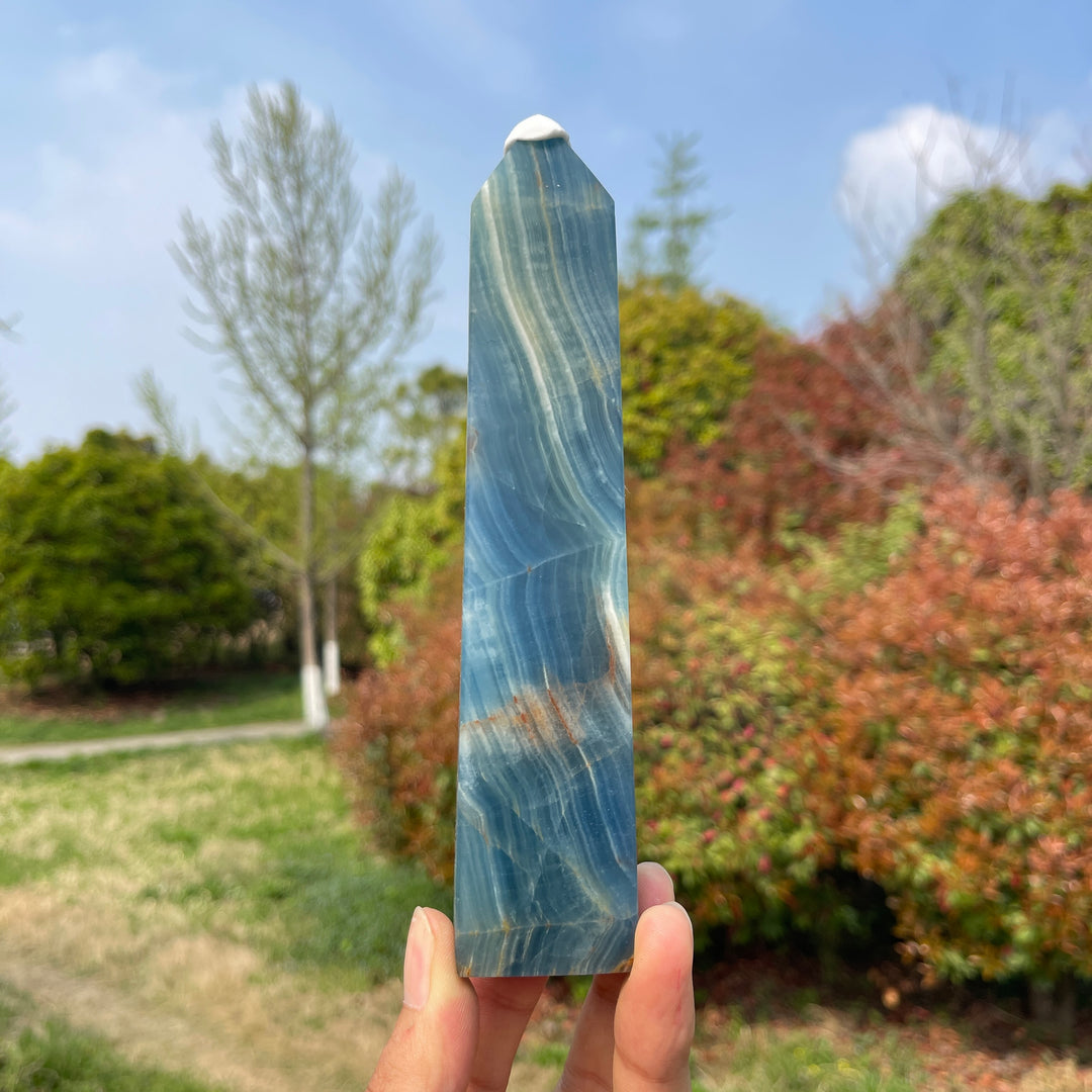 Natural Lemurian Aquatine Calcite Point