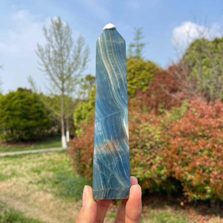Natural Lemurian Aquatine Calcite Point