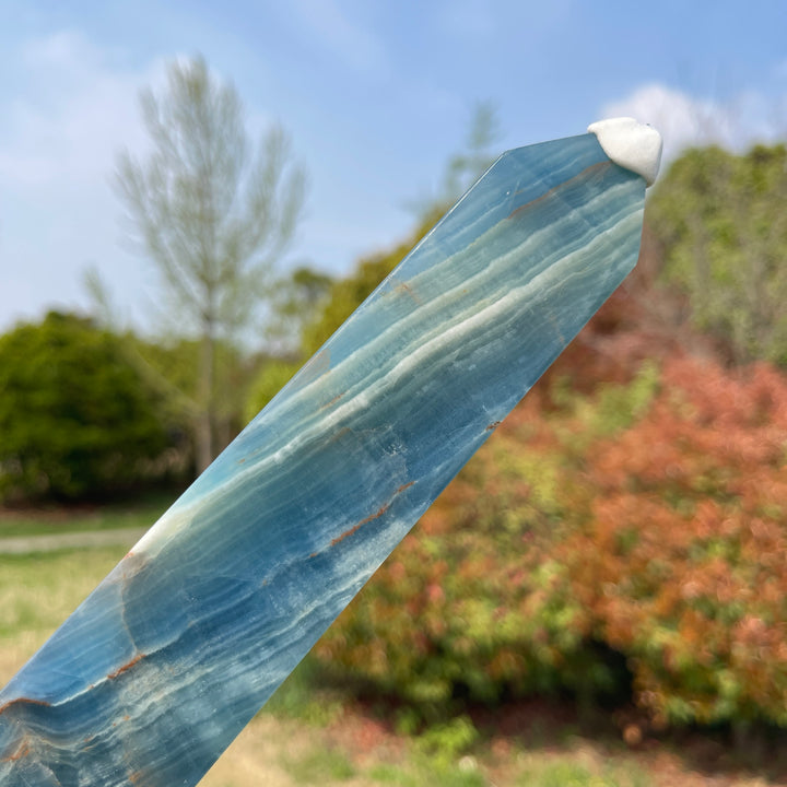 Natural Lemurian Aquatine Calcite Point