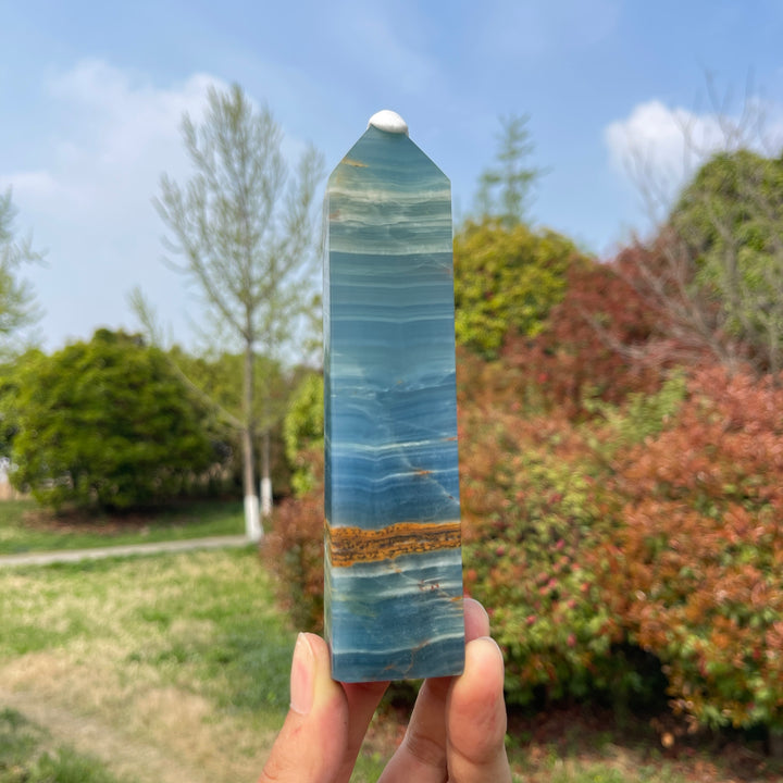 Natural Lemurian Aquatine Calcite Point