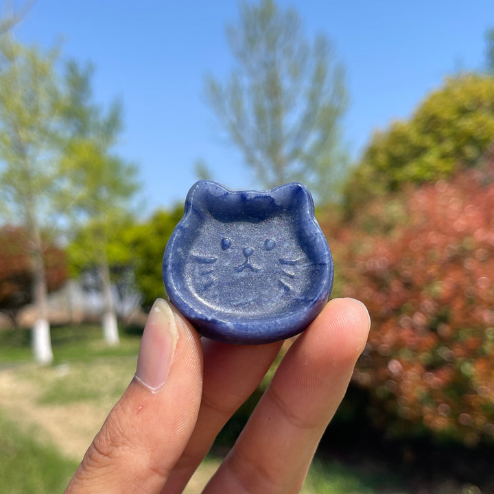 Natural Crystal Carved Cat Bowl