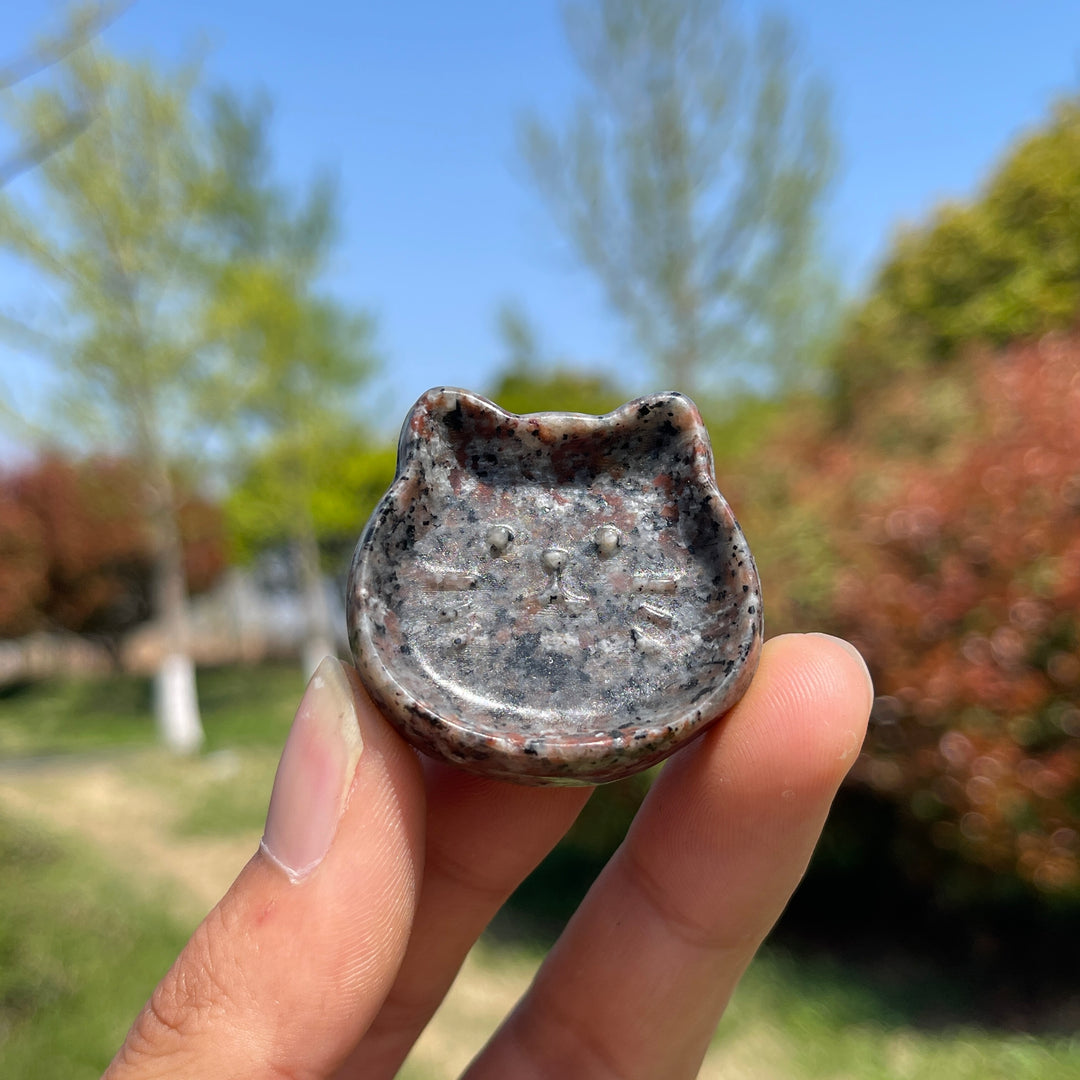 Natural Crystal Carved Cat Bowl