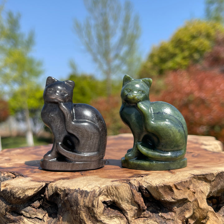 Natural Crystal Carving Kicking Cat