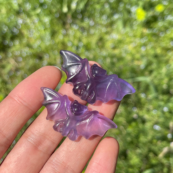 Natural Purple Fluorite Carved Bat
