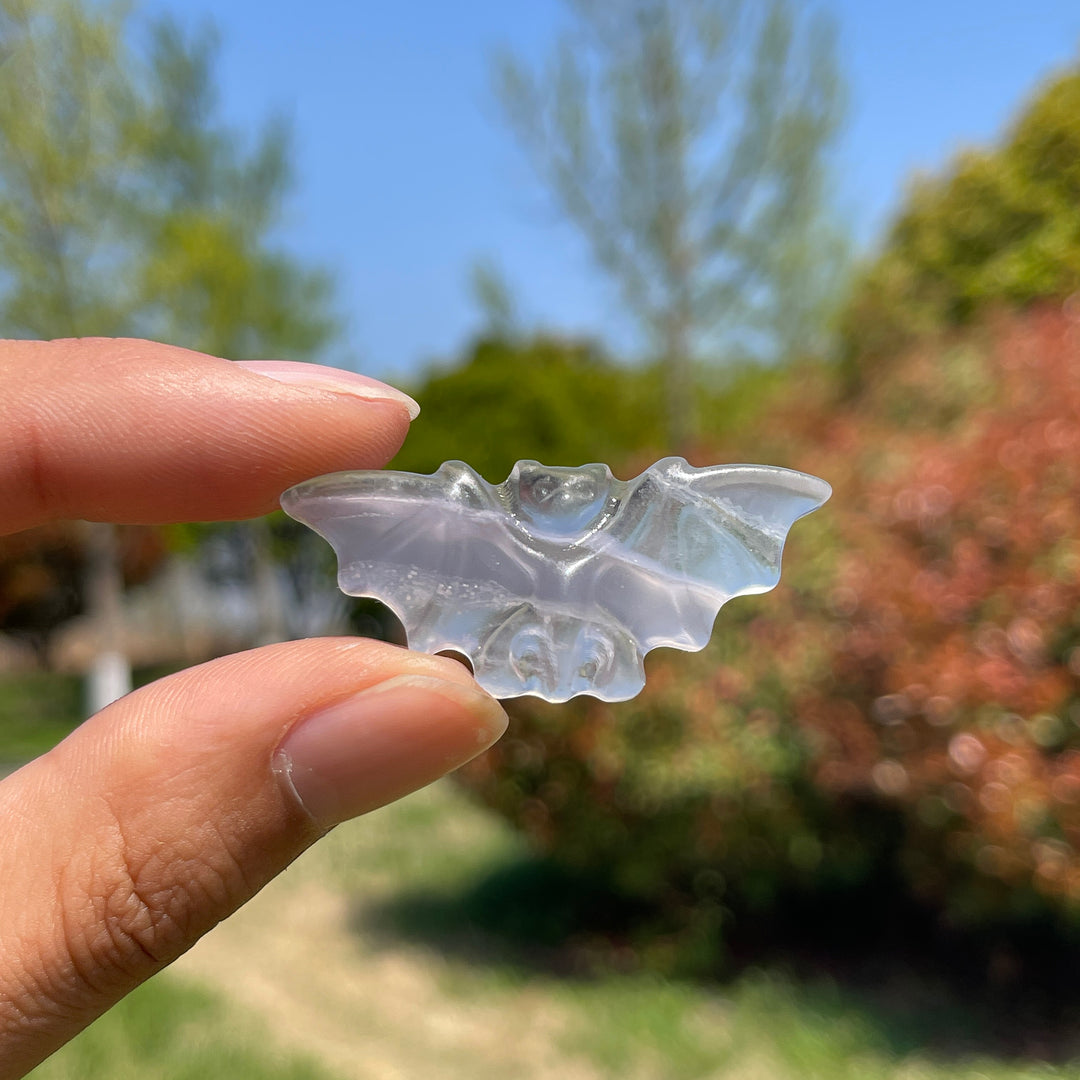 Natural Purple Fluorite Carved Bat