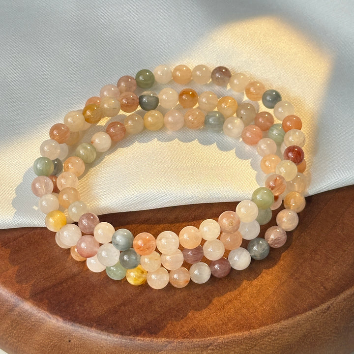 Three Cires Rainbow Rabbit Hair Bracelet 5.4-5.8mm