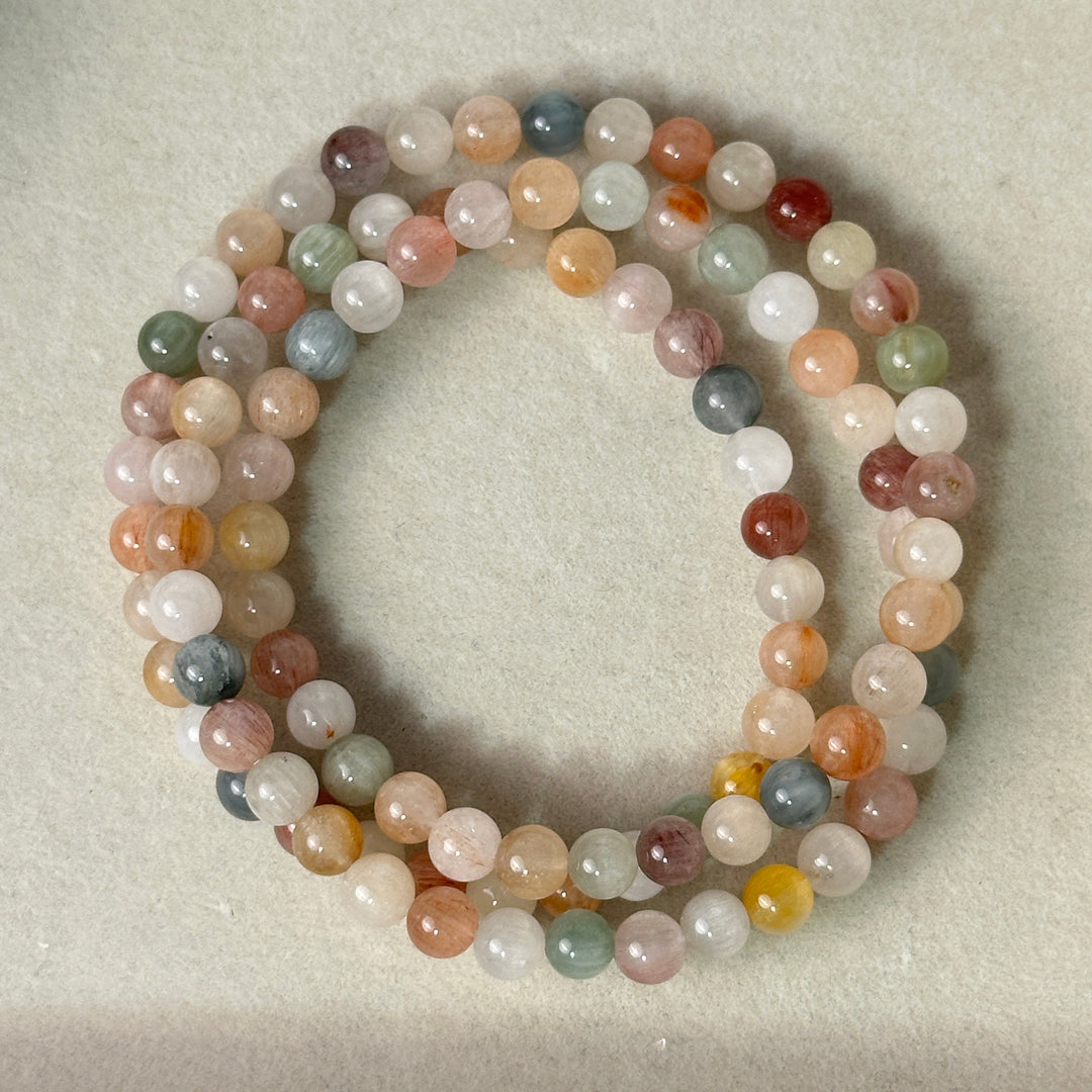 Three Cires Rainbow Rabbit Hair Bracelet 5.4-5.8mm