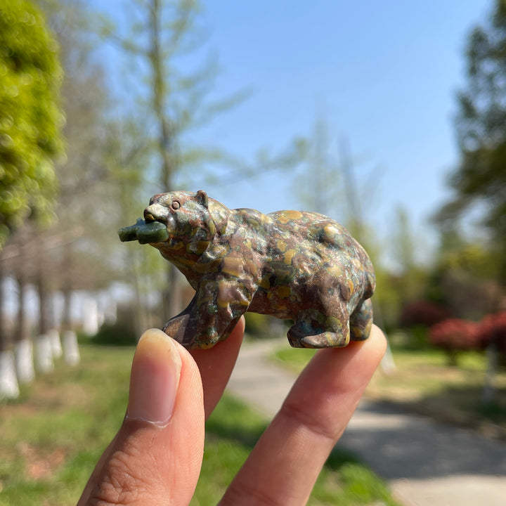 Natural Crystal Carving Polar Bear With Fish