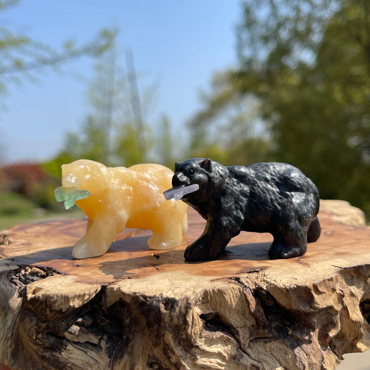 Natural Crystal Carving Polar Bear With Fish