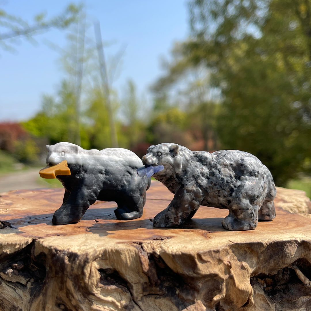 Natural Crystal Carving Polar Bear With Fish