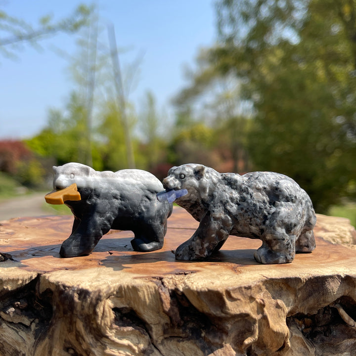 Natural Crystal Carving Polar Bear With Fish