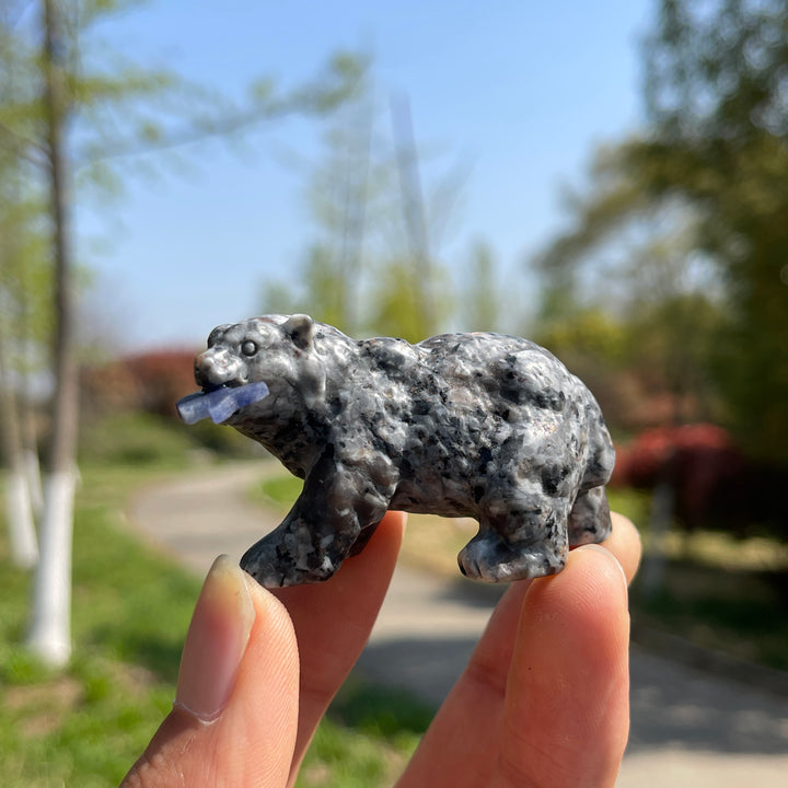 Natural Crystal Carving Polar Bear With Fish