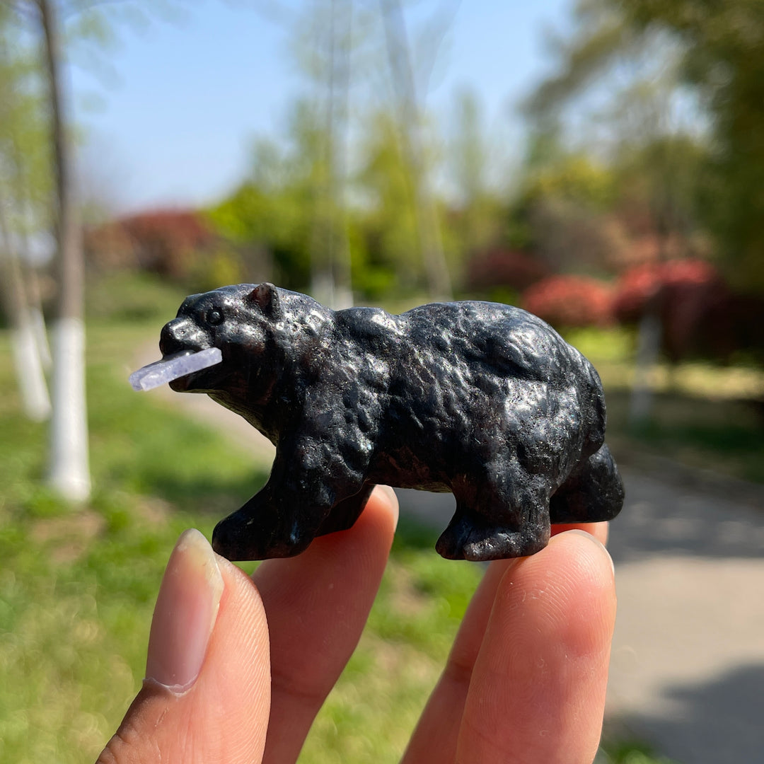 Natural Crystal Carving Polar Bear With Fish