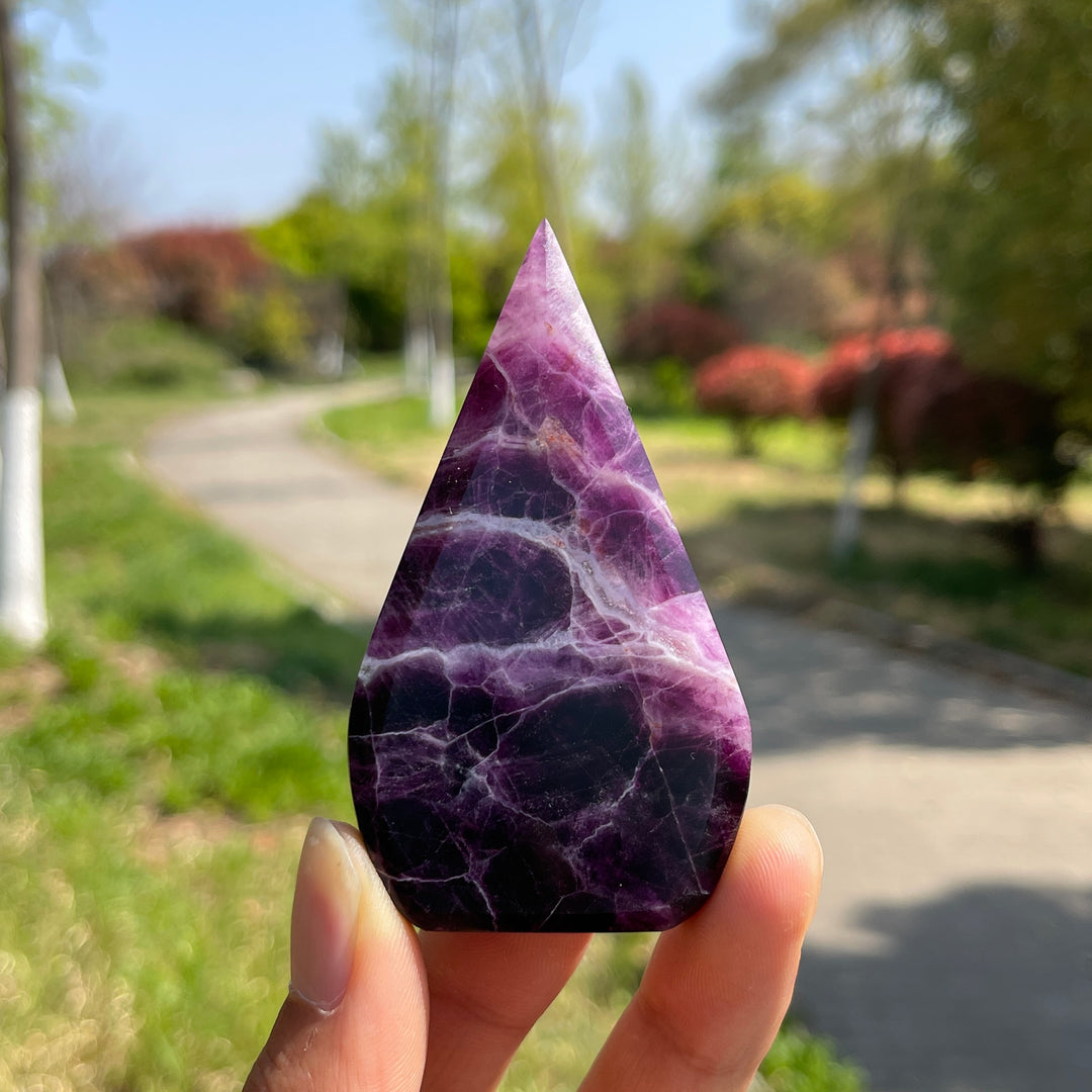 Natural Crystal Purple Fluorite Teardrop