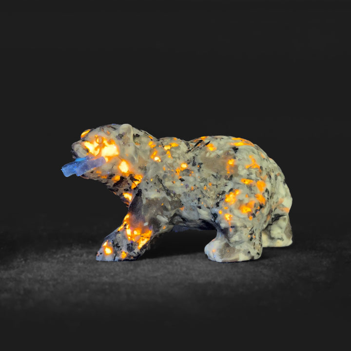 Natural Crystal Carving Polar Bear With Fish