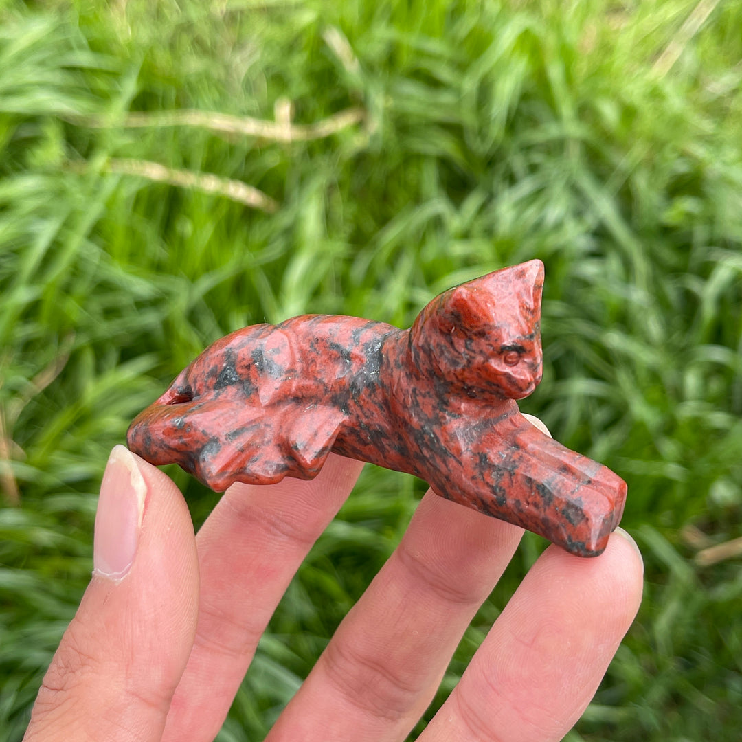 Natural Crystal Carving Curled-Tail Lying Cat