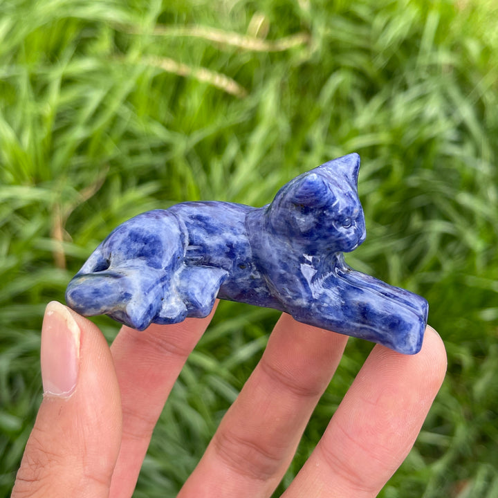 Natural Crystal Carving Curled-Tail Lying Cat