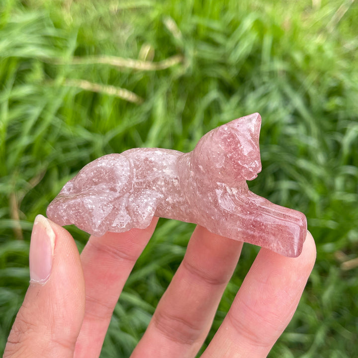 Natural Crystal Carving Curled-Tail Lying Cat