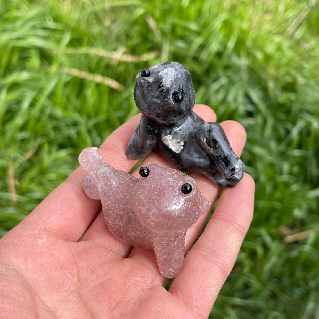 Natural Crystal Carved Lazy Frog