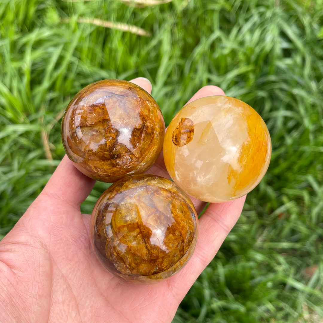 Natural Golden Healer Quartz Sphere