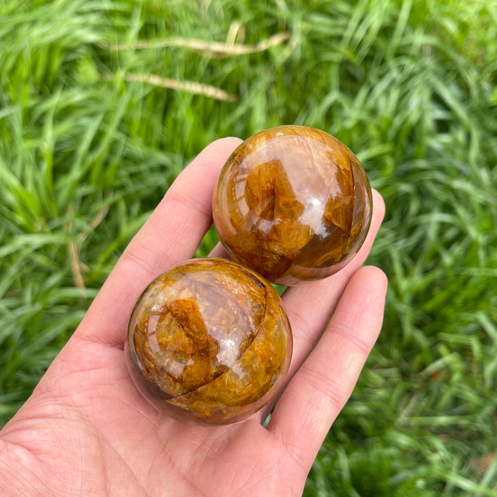 Natural Golden Healer Quartz Sphere