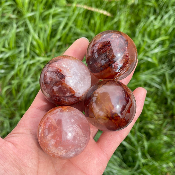 Natural Fire Quartz Crystal Sphere