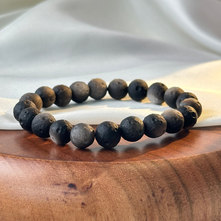 Silver Obsidian Moon Bracelet 8.7-9.3mm