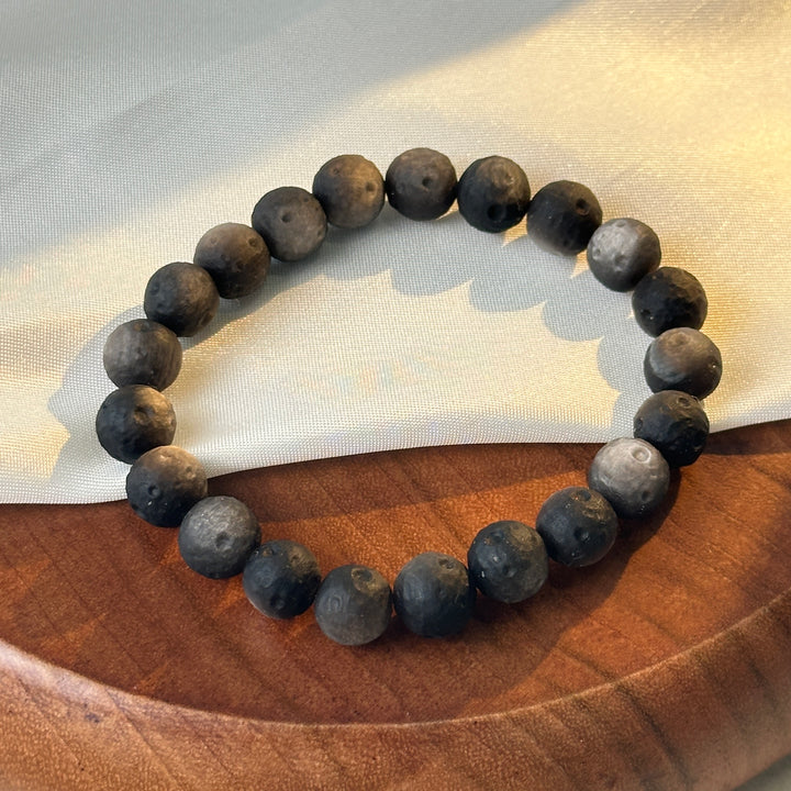 Silver Obsidian Moon Bracelet 8.7-9.3mm