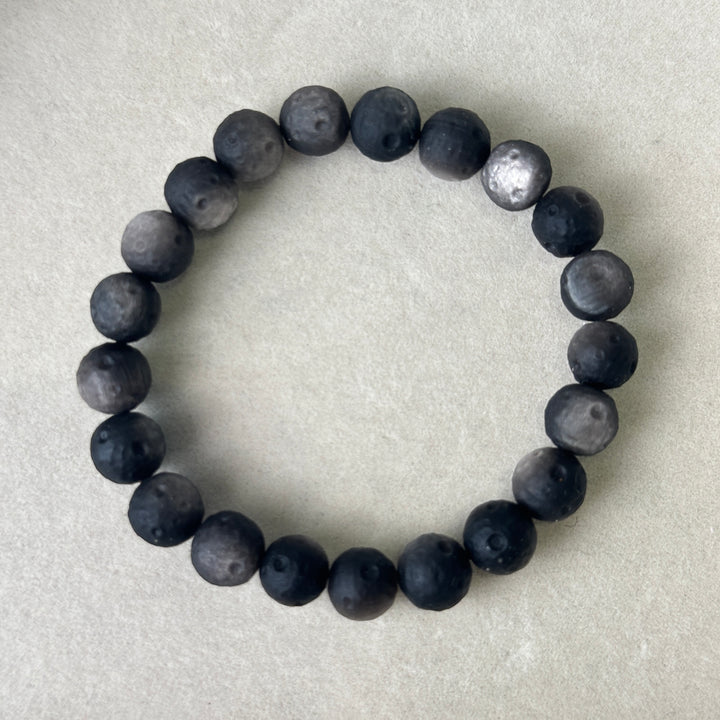 Silver Obsidian Moon Bracelet 8.7-9.3mm