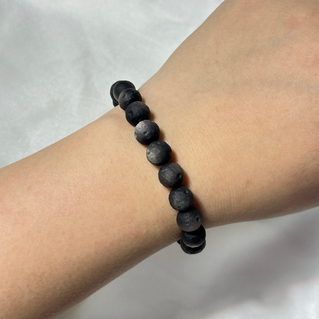 Silver Obsidian Moon Bracelet 8.7-9.3mm