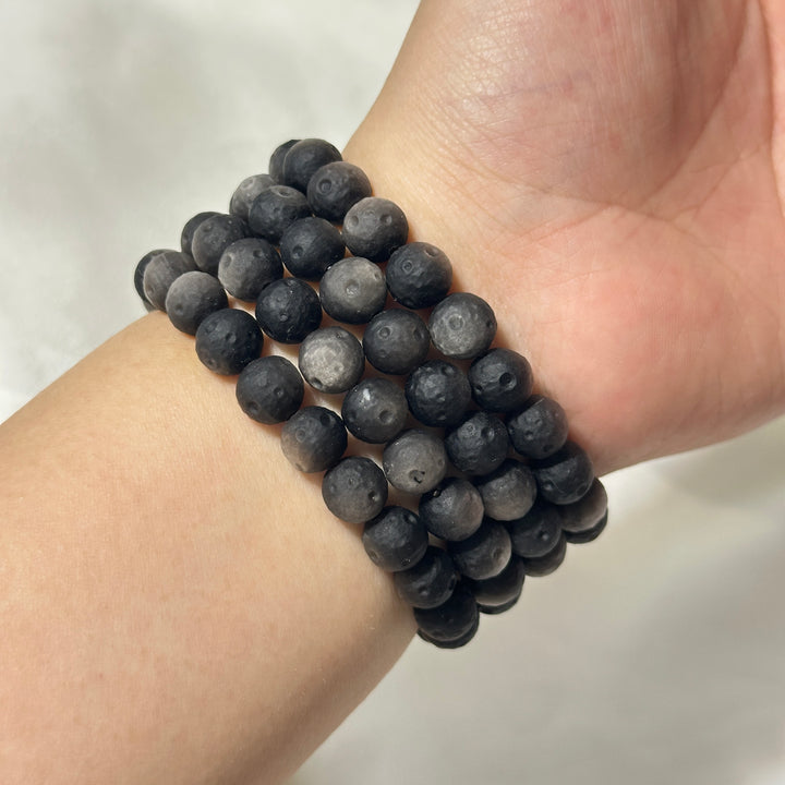 Silver Obsidian Moon Bracelet 8.7-9.3mm