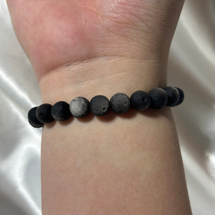 Silver Obsidian Moon Bracelet 8.7-9.3mm