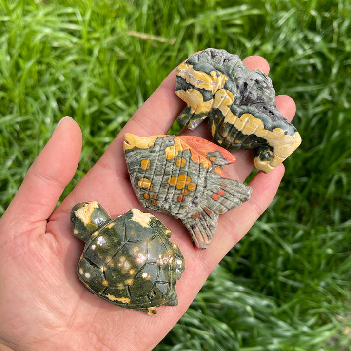 Natural Crystal Ocean Jasper Sea Life Carvings