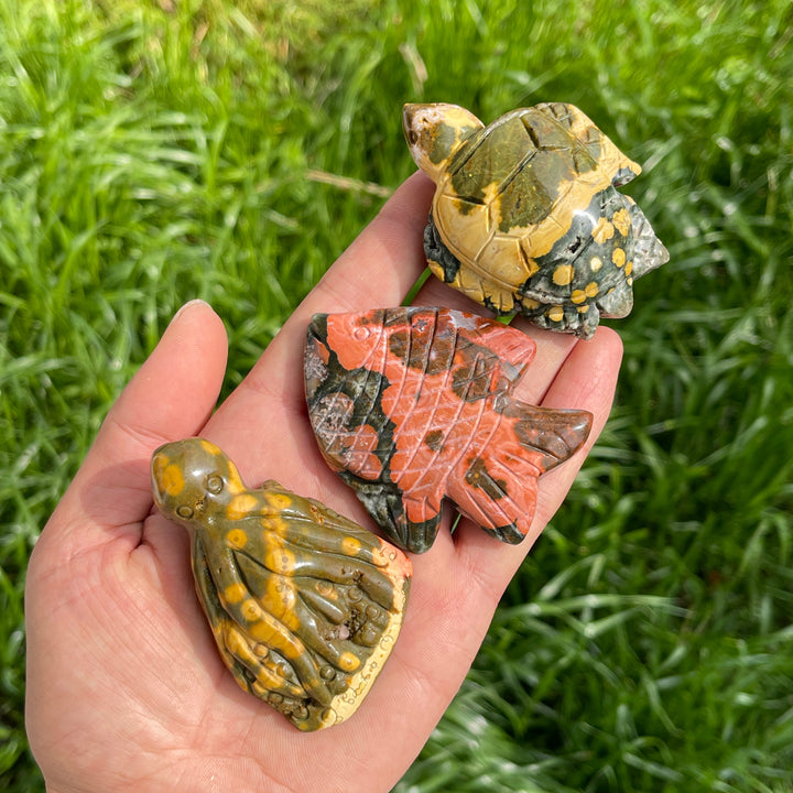 Natural Crystal Ocean Jasper Sea Life Carvings