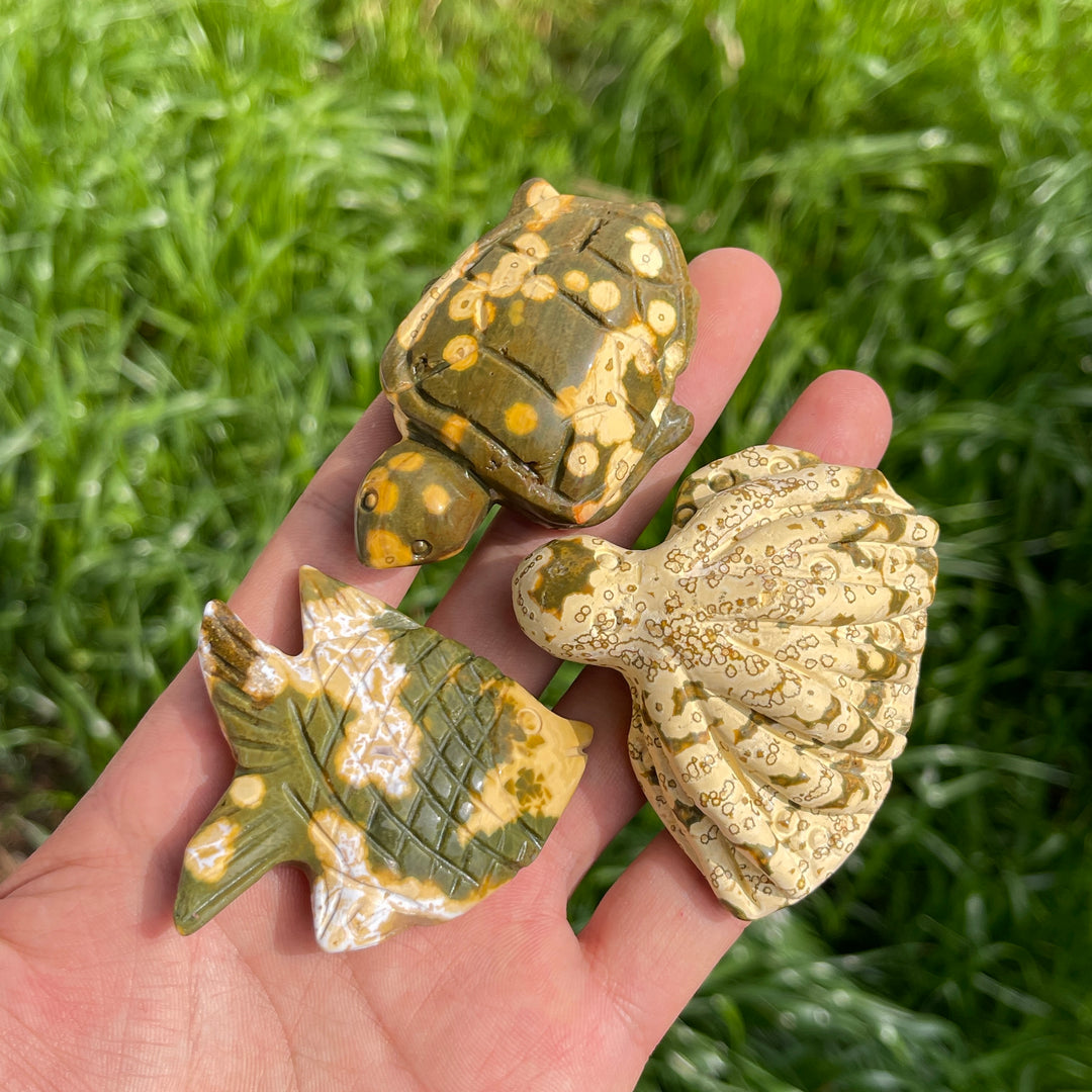 Natural Crystal Ocean Jasper Sea Life Carvings