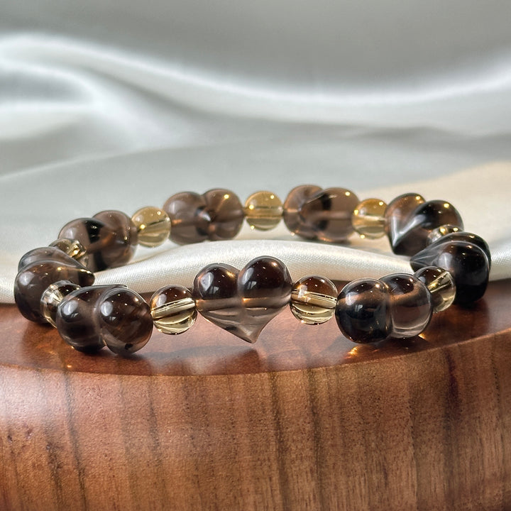 Ice Obsidian Heart Bead + Spacer Bead Bracelet 8.2-13.9mm